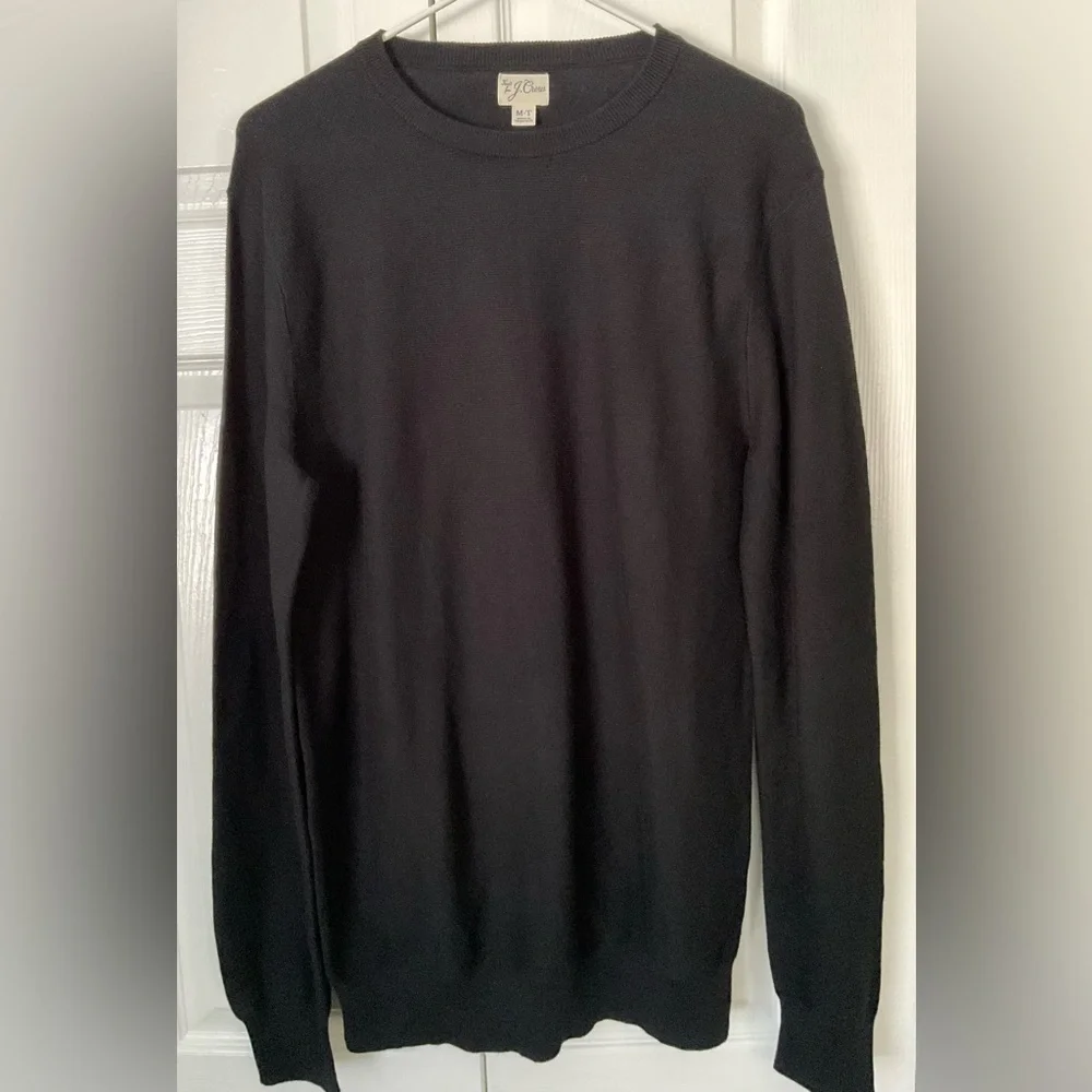 J. Crew Cotton Crewneck Sweater in Garter Stitch Black Size MT NWOT, Preppy - Picture 3 of 14